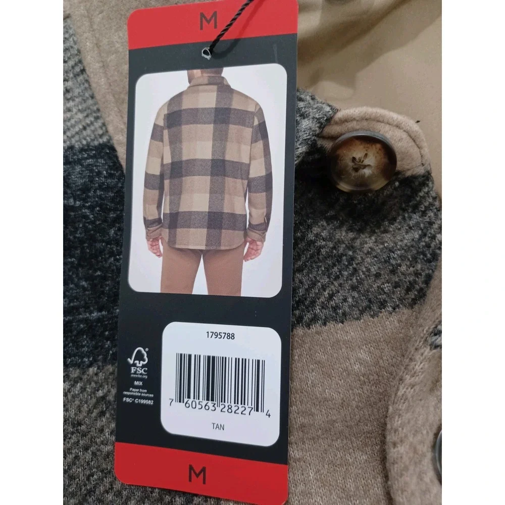 Banana Republic Men's Plaid Shirt Jacket In A Tan and Black Color Scheme. Size M